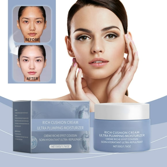 Rich CushionCream Plumping Facial Moisturizer Makeup Skin With Rich Hydration From Glycerin Squalane Non Comedogenic No Fragrance Organic Skin Solution Hair Products The Creme Shop Face for Dry Skin