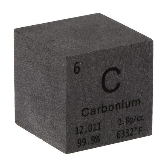 Cubo de tungsteno Uxcell Elemento metálico de alta densidad Bloque puro periódico, Carbono, 1 pulgada