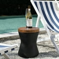 COSIEST Faux-Wood Coffee Table, Indoor/Outdoor Accent Stool, Tree-Trunk ...