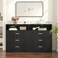 thumbnail image 3 of Winkalon 6 Drawers Dresser,Modern Storage Tower Dressers and Chests 2 Open Cubby,Large Organizer for Bedroom,Black, 3 of 8