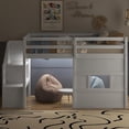 thumbnail image 3 of Noble House Twin Size Loft Bed With Storage Staircase and Window, With LED Light, White, 3 of 10