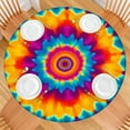 thumbnail image 2 of Colorful Rainbow Tie Dye Spiral Pattern Round Fitted Tablecloth with Elastic Edge,Dining Table Cover Waterproof,Outdoor Round Tablecloth for Camping,Dining,Indoor and Outdoor, 2 of 7