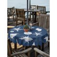 thumbnail image 2 of Outdoor Tablecloth with Umbrella Hole for Patio/Picnic/Party/Camping, Navy Blue Coastal Waterproof Table Cloth Round Cover Washable, Summer Ocean Nautical Starfish Shells (Dia 54"), 2 of 9