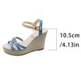 thumbnail image 7 of Rokment Platform Wedge Dressy Sandals for Women Ladies 2026 Fashion Casual Metallic Buckles Ankle Strap Height Increasing Chunky Heeled Dress Beach Summer Shoes Bride Wedding Boho Blue Size 8, 7 of 7