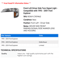 thumbnail image 2 of Front Left Driver Side Turn Signal Light - Compatible with 1995 - 2001 Ford Explorer 1996 1997 1998 1999 2000, 2 of 2