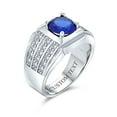 thumbnail image 5 of Bling Jewelry Mens 3 Row Pave Wide Side Band 3CTW CZ Solitaire Statement Ring Silver Plated, 5 of 6