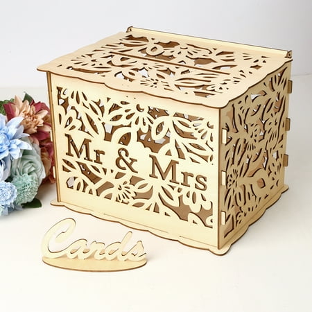 Diy Wooden Wedding Card Box With Lock And Card Sign Rustic Hollow