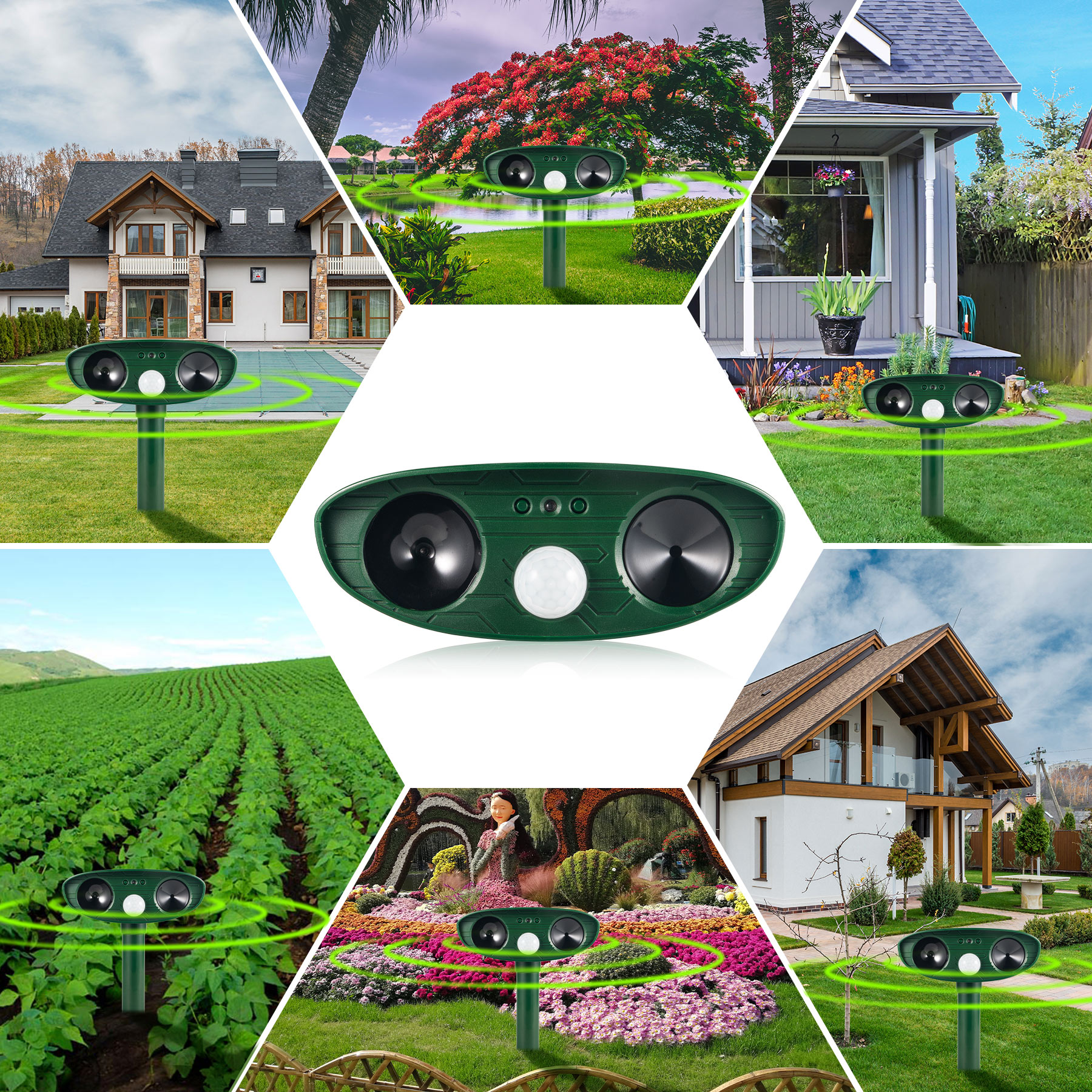 KingFurt 2 Pack Solar Animal Repeller Ultrasonic Outdoor Waterproof Animal Deterrent