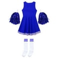 thumbnail image 6 of TiaoBug Kids Girls Cheerleading Outfits Tank Pleated Dance Dress Knee High Sock Cheer Uniform Set Blue 9-10, 6 of 6