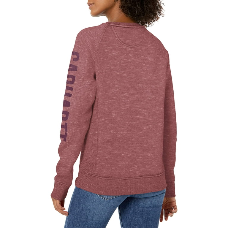 Carhartt women's relaxed fit midweight online crewneck block logo sleeve graphic sweatshirt