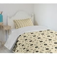 thumbnail image 4 of Ambesonne Music Quilted Bedspread Set 2 Pcs, Retro Records Headphones, Twin Size, Cream Black, 4 of 6