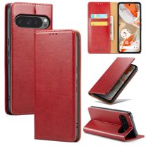 for Google Pixel 9 Pro XL Wallet Case, Classic Design Premium Leather Wallet Magnetic Closure Flip Case Kickstand Card Holder Slot Shockproof Protective Cover For Google Pixel 9 Pro XL,Red