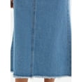 thumbnail image 5 of INSPIRE CHIC Women's Denim Skirt Maxi A Line High Waisted Raw Hem Casual Jean Skirt 2XL Sky Blue, 5 of 6