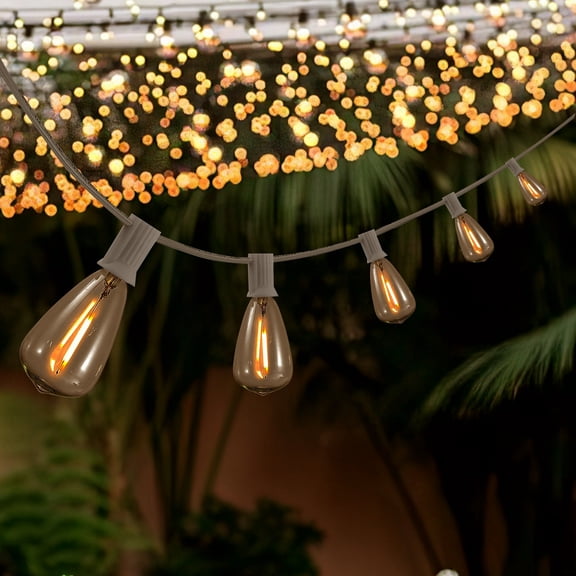 JONATHAN Y 10-Light Indoor/Outdoor 10 ft. Rustic Industrial ST38 Clear Bulb String Lights, White - LED
