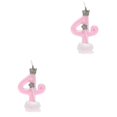thumbnail image 2 of 2pcs Party Cake Candles Birthday Digital Candles Small Crown Decorated Candles For Decoration Number 4 Crown Design (pink), 2 of 2