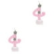 thumbnail image 2 of 2pcs Party Cake Candles Birthday Digital Candles Small Crown Decorated Candles For Decoration Number 4 Crown Design (pink), 2 of 2