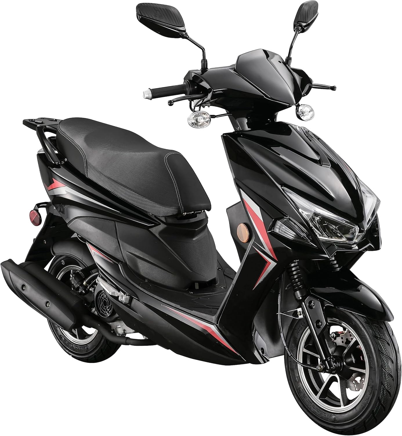 HHH X18 150cc Scooter Street Motorcycle Gas Moped 150cc Adult Bike with 10 inch Aluminum Wheels-White