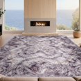 thumbnail image 2 of Design&I 5'x7' Washable Area Rug Tie Marbled Dye Cloudy Triangular Frame Gradient Swirl Purple for Dining Room, Under Table, Home Office, Snag-Free, Skid-Resistant, 2 of 7