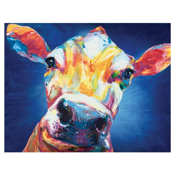 Smiley Cow Blue by Willowbrook Fine Art Canvas Art Print