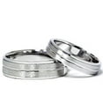 thumbnail image 1 of 14k White Gold Matching Brushed Wedding Ring Band Set, 1 of 3