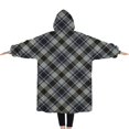 thumbnail image 2 of Oversized Wearable Blanket Hoodie,Gray Black Checkered Pattern Sherpa Blanket Hoodie with Super Pockets,Super Warm Fuzzy Pullover for Women & Men, 2 of 6