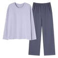 thumbnail image 5 of Pijama de manga larga para mujer, de otoño, de algodón fino con dibujos animados, para el hogar, con almohadilla para el pecho, se puede usar al aire libre, traje de primavera, otoño e invierno., 5 of 5