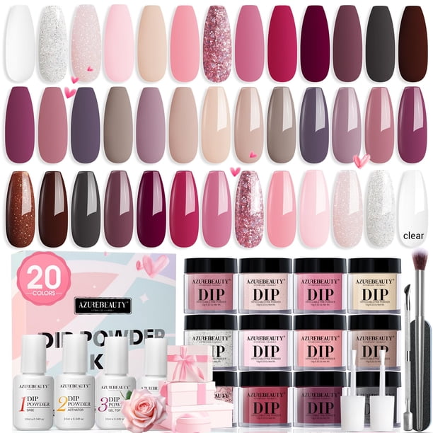 Kit de uñas AZUREBEAUTY Dip Powder, 29 unidades, para principiantes, 20 colores