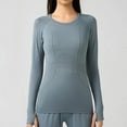 thumbnail image 2 of Summer Tops, Women Blouses, Women's Long Sleeve Fitness Shirt Seamless Yoga Tops Breathable Running Apparel Slim Fit Sportswear for Active, 2 of 4