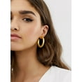 thumbnail image 3 of FOCALOOK Gold Plated Hoops Earrings for Women Stainless Steel Lightweight Chunky Round Thick Cube Tube Open Hoop Huggie Earrings 40mm, 3 of 9