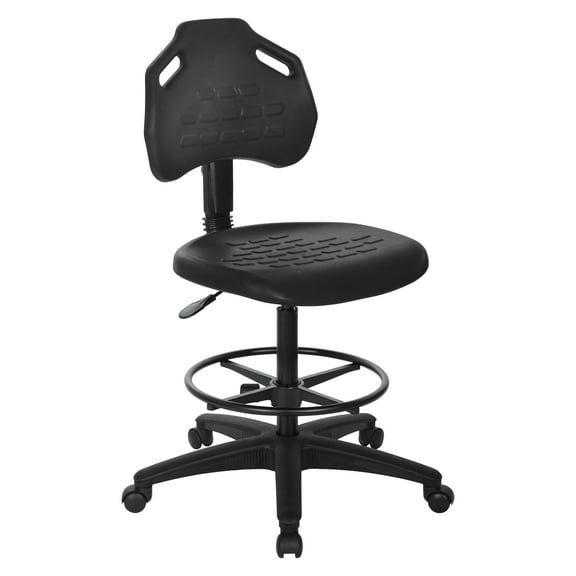 Black Self Skinned Urethane Drafting Chair with Adjustable Black Footrest
