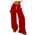thumbnail image 2 of ClodeEU Womens Wide Leg Drawstring Elastic Waist Baggy Sweatpant,Casual Trouser with Pockets Red,Womens Plus S, 2 of 8