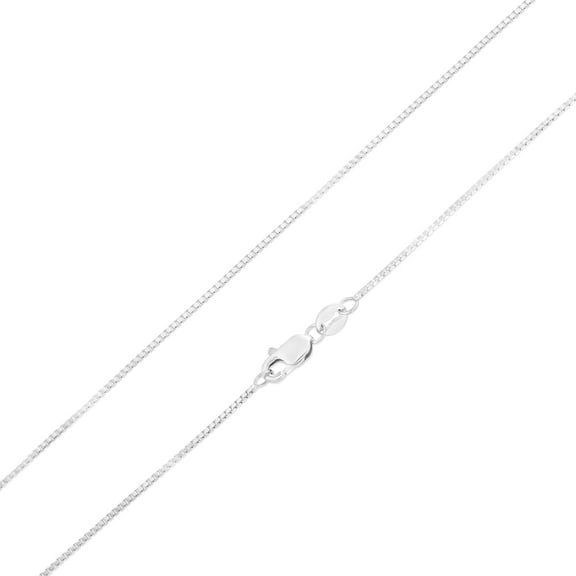 Ioka - 14K White Solid Gold 0.8mm Box Chain Necklace with Lobster Clasp