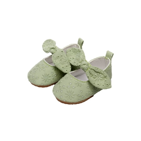 

AmShibel Newborn Baby Girls Flat Shoes Bowknot Soft Sole Non-slip Infant Toddler Wedding Dress Walking Shoes 0-18Months