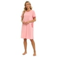 thumbnail image 6 of EFINNY Women's Short Sleeves Nightgowns Stitching Contrast Nightshirt Pullover Soft Nightdress Loungewear with Pockets, 6 of 6