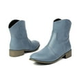 thumbnail image 6 of Ankle Boots Women Thick-Soled Chunky Low Heel Pointy Toe Booties Fashion Casual Warm Comfortable Fall Winter Shoes for Women Light Blue 9, 6 of 8