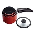 thumbnail image 5 of Tramontina Nesting 6-Piece Heavy-Gauge Aluminum Nonstick Sauce Pan Set with Glass Lids, Platinum, Porcelain Enamel, Dishwasher & Oven Safe - Red, 5 of 9
