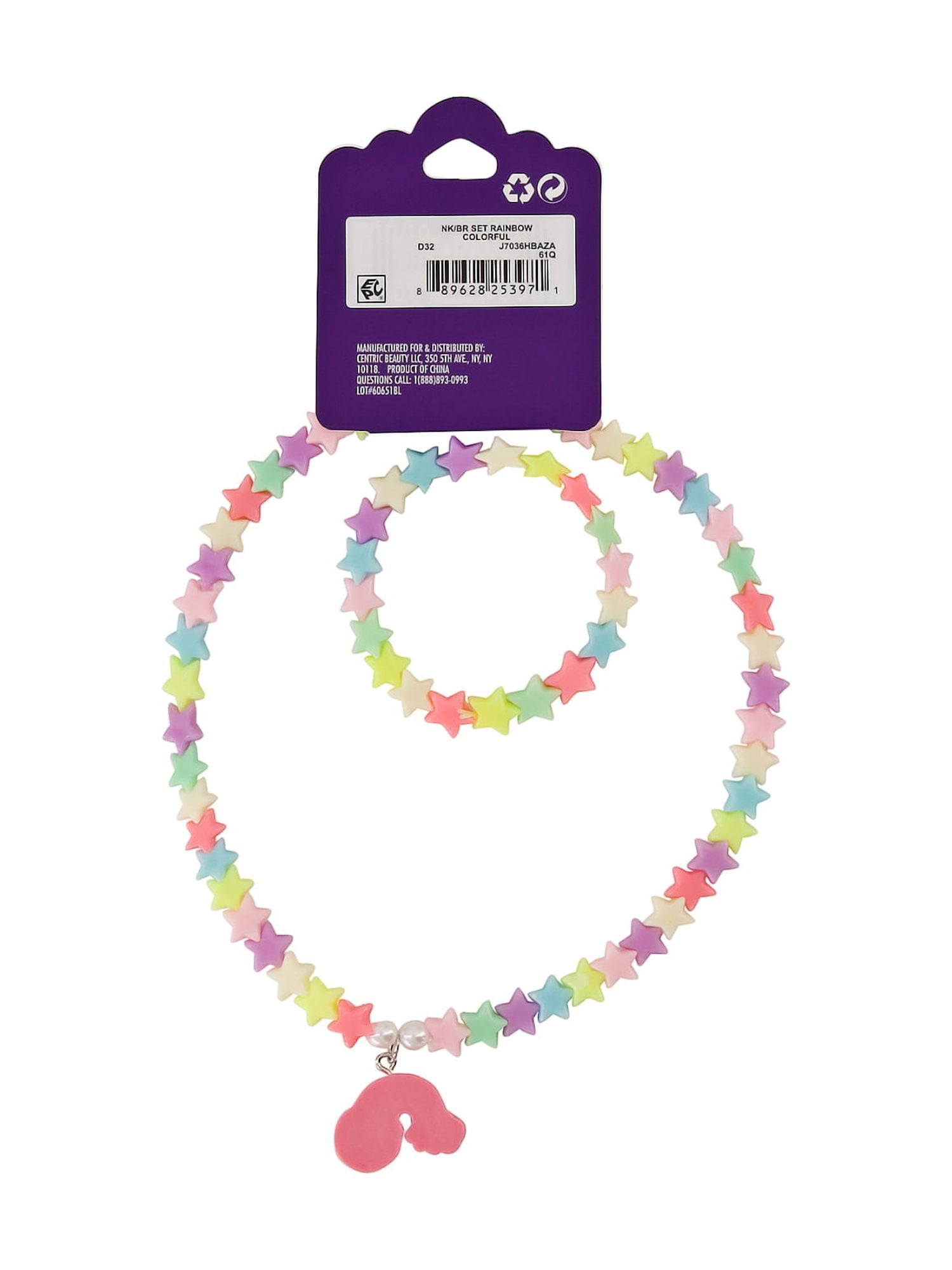Claire's Necklace/Bracelet Set - Rainbow, 2pcs