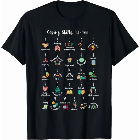 ABC Coping Skills Alphabet Self Care Mental Health Awareness T-Shirt
