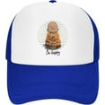 thumbnail image 2 of Be Happy Little Buddha Slogan Unisex Adult Adjustable Mesh Hats Baseball Hat Trucker Cap for Men Women Blue, 2 of 8
