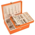 thumbnail image 1 of Organizador Jewelry Box Voova de piel sintética de 2 capas, color naranja, 1 of 6