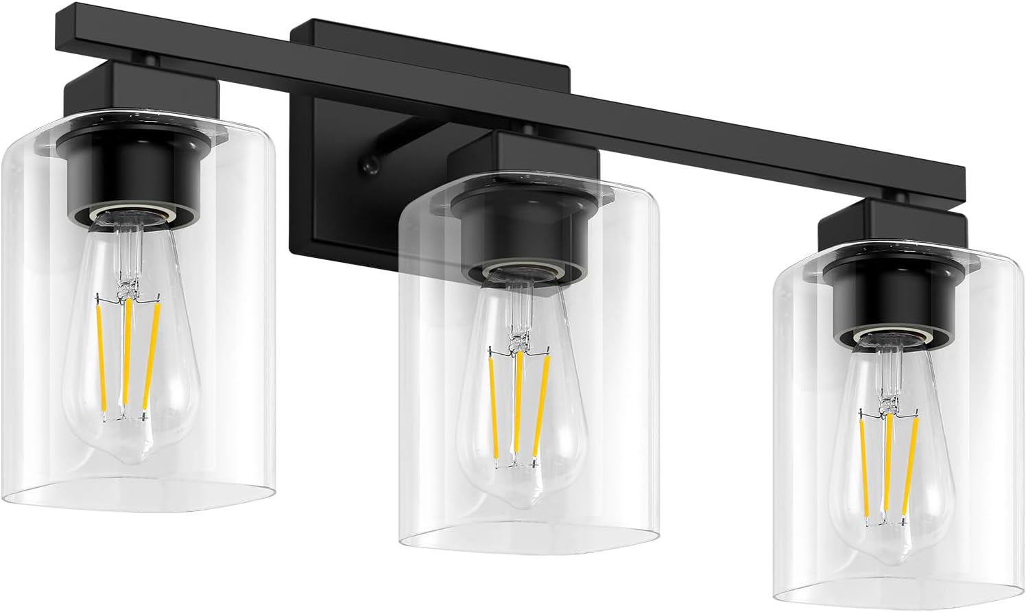 Nordic Hygge 19" 3-Light Bathroom Light Fixture, Black