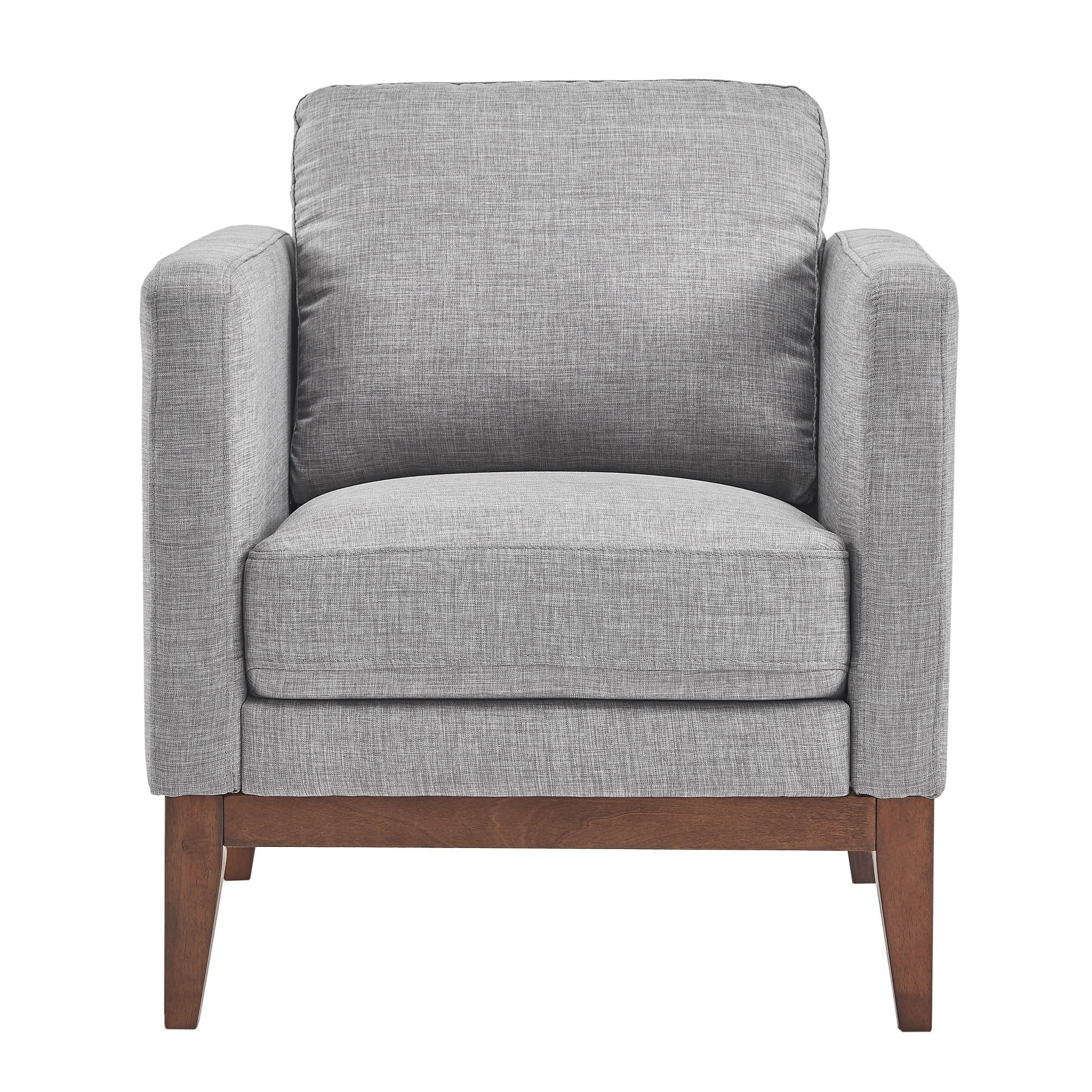 Weston Home Riley Linen Upholstered Accent Chair with Wood Legs, Grey