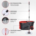 thumbnail image 4 of Mop and Bucket Set, Hands Free Mop and Bucket Floor Cleaning Set, Mop Bucket with Wringer, 61 inches Telescopic Mop Rod, 3 Microfiber Mop Heads, Rotary Mop Bucket System for Home and Office Use, 4 of 7