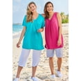 thumbnail image 4 of Woman Within Plus Size Perfect Sleeveless Shirred V-Neck Tunic, 4 of 6