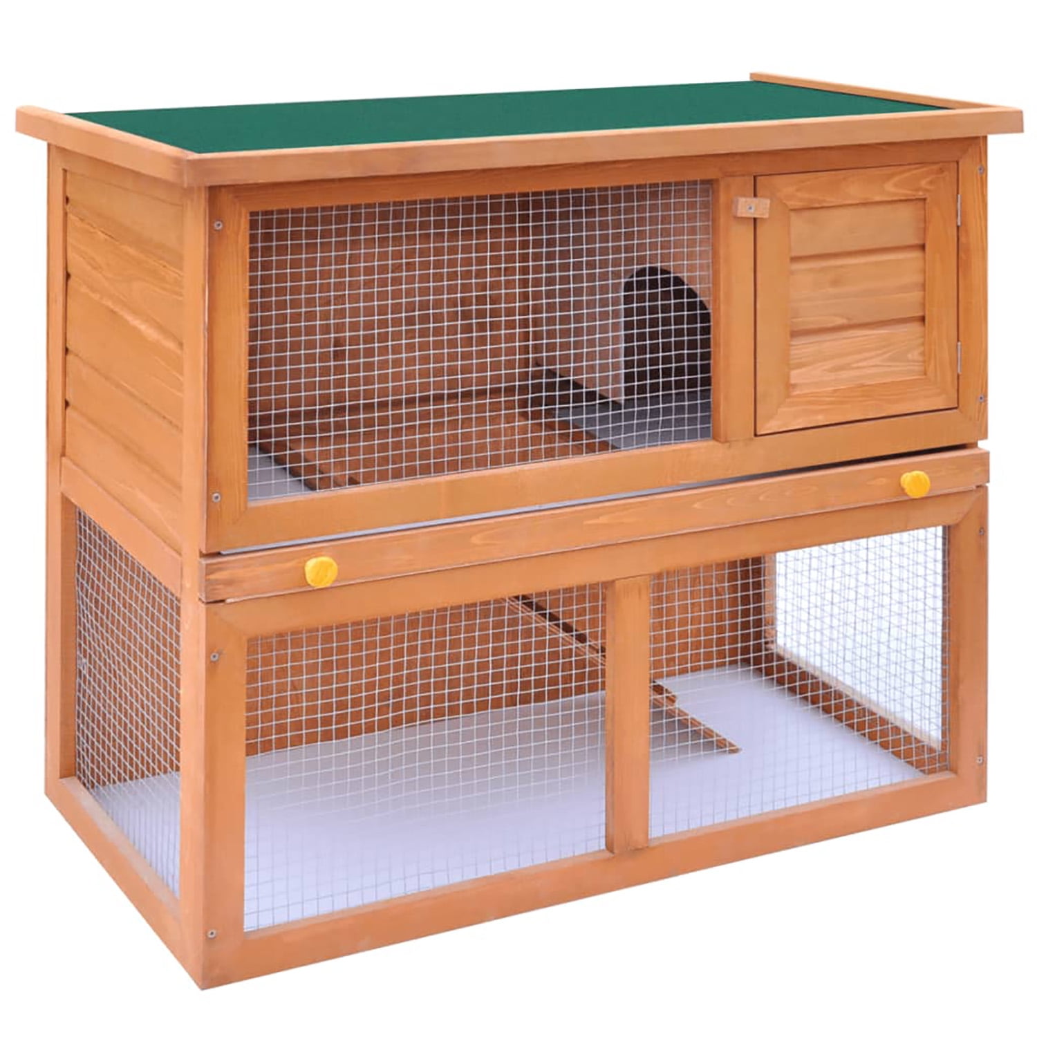 Pefilos 35" Wooden Two-Story Bunny Cage, Outdoor Rabbit Hutch with Run, 1 Door Small Animal House Pet Cage, Easy to Clean, Orange Pefilos 35" Wooden Two-Story Bunny Cage, Outdoor Rabbit Hutch with Run, 1 Door Small Animal House Pet Cage, Easy to Clean, Orange