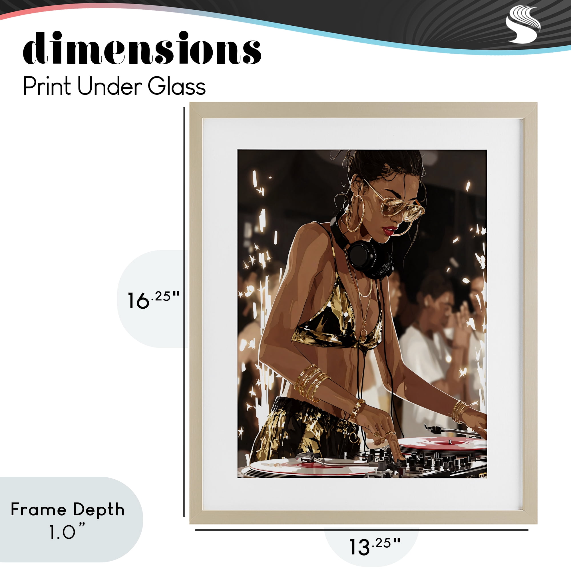 Stupell Industries Party All Night Gilded DJ Birch Framed Print Under Glass, design by Franklyn Gregory