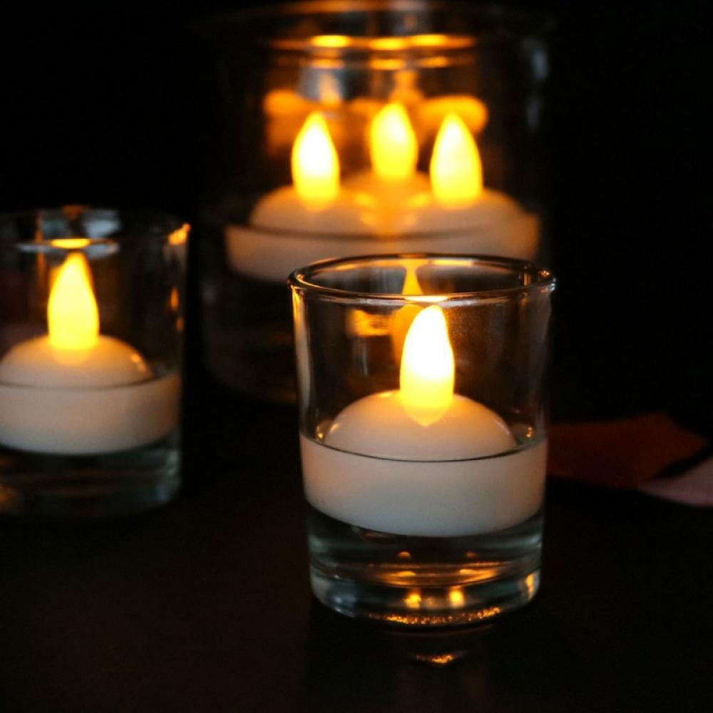 Warm White, Pack of 12 Acmee Battery Included LED Floating Tealight Waterproof Flameless Candle for Festival Party Wedding