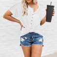 thumbnail image 2 of Top con Botones para Mujer, Color Puro, Dobladillo Irregular, Transpirable, Informal, Suelto, para Picnic, Blanco, XL, 2 of 6