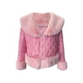 thumbnail image 6 of hirigin Women's Faux Leather Jacket Faux Fur Collar Long Sleeve Belted Trench Parka Coat Winter Warm Outwear Coats with Pocket, 6 of 8