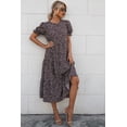 thumbnail image 3 of Vestido PRETTYGARDEN Café Floral Boho Midi con Mangas Abullonadas Talla L, 3 of 8